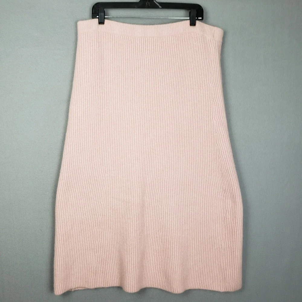 H&M Size XL‎ Ribbed Sweater Skirt Pastel Pink Preppy Winter Office Cozy Career